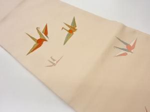 金彩金駒刺繍手描き折鶴模様名古屋帯